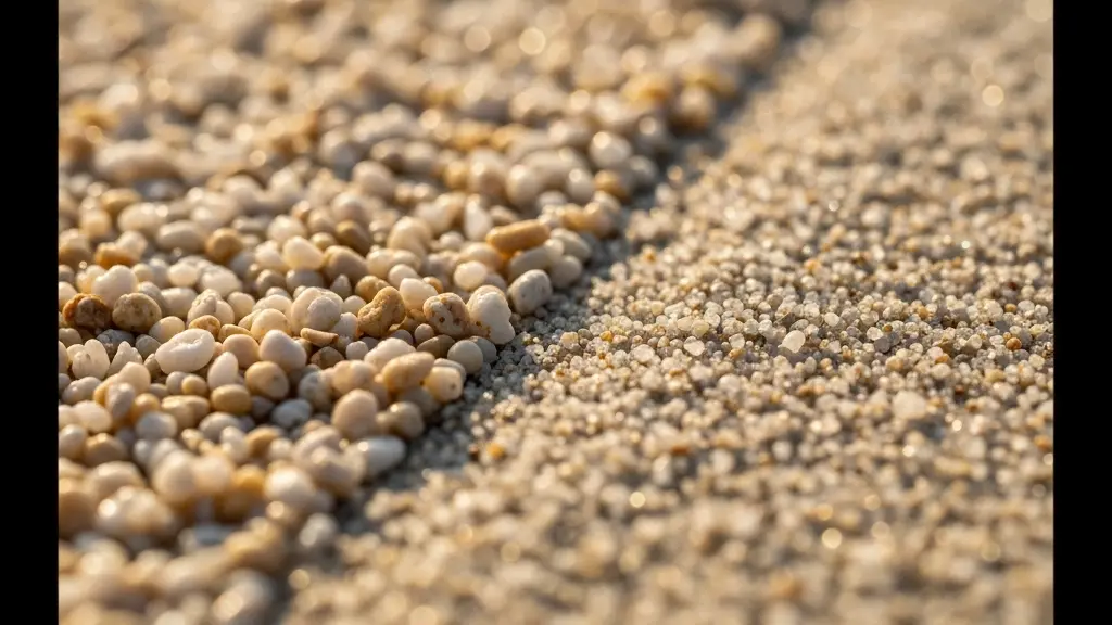 Close-up comparison of sand textures on beach surfaces