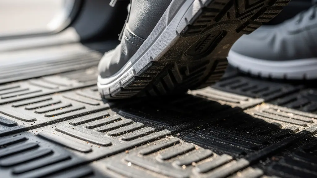 Passenger demonstrating proper foot placement and breathing posture inside 4x4 vehicle